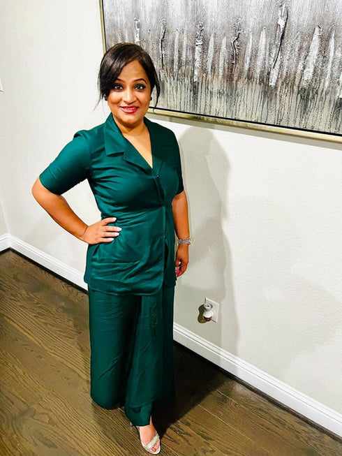 Green Blazer Skirt Set